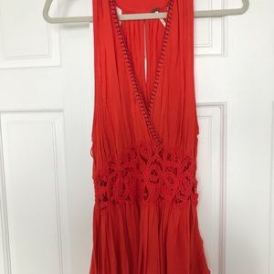 Orange/red free people tank top